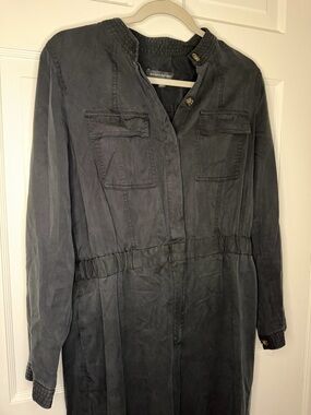 Banana Republic Black Utility Jumpsuit Size 10 Long Sleeve Cinched Waist